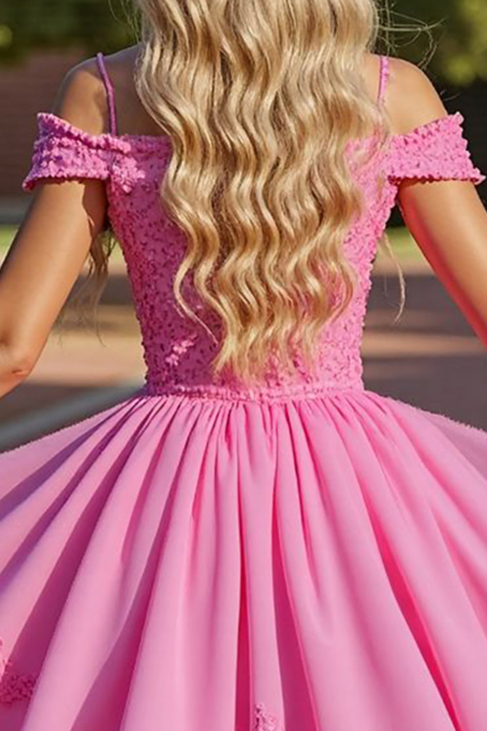 Pink Corset Cold Shoulder Short Homecoming Dress with Lace