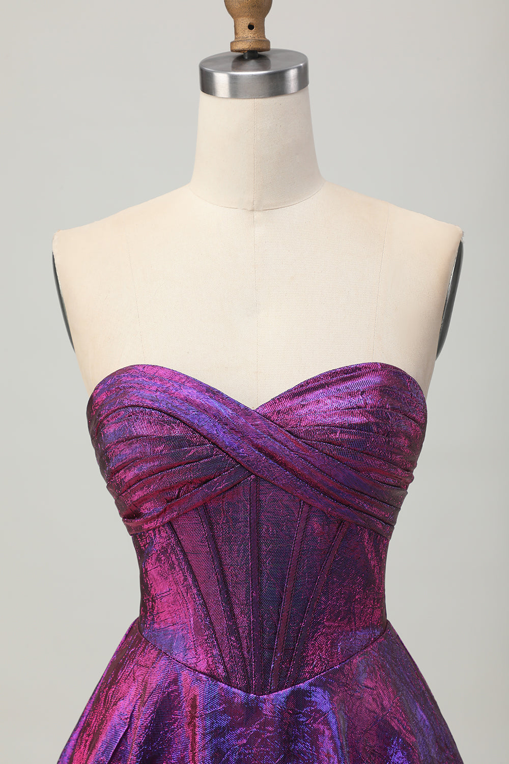Dark Purple Metallic Sweetheart Short Corset Homecoming Dress