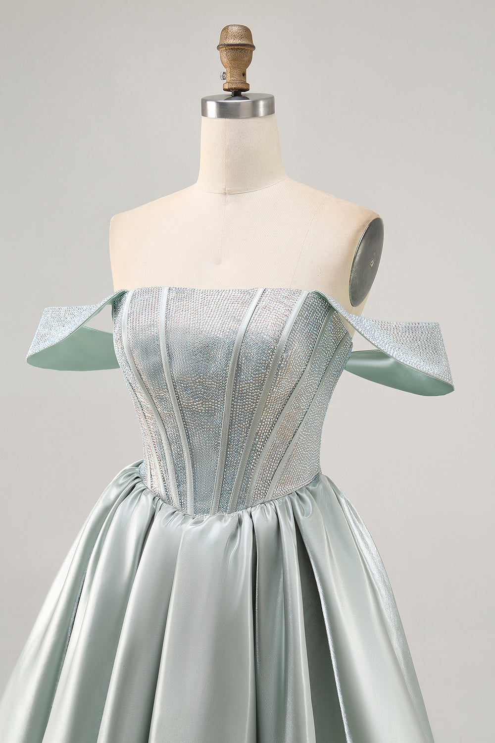 Sparkly Light Green A Line Short Corset Homecoming Dress with Beading