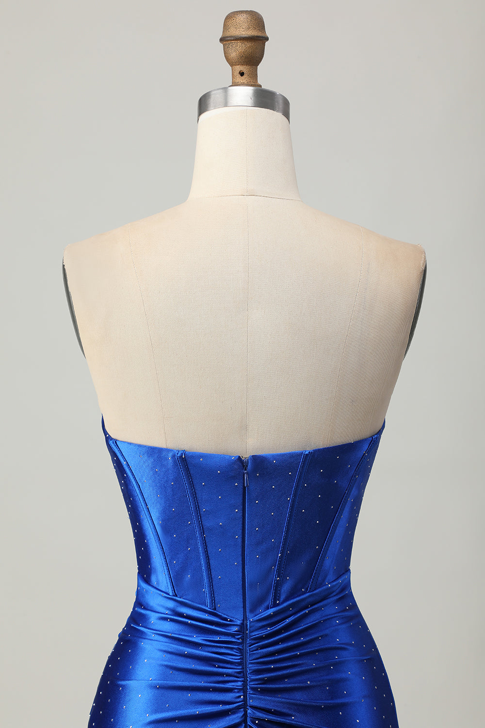 Sparkly Royal Blue Tight Ruched Short Corset Homecoming Dress with Beading