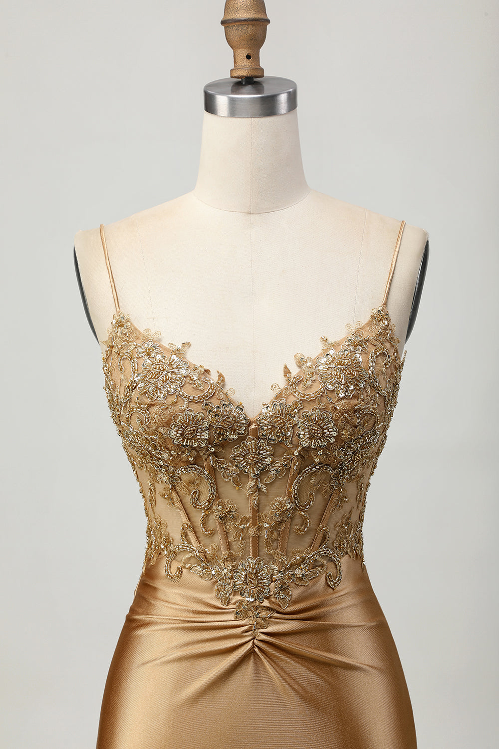 Sparkly Golden Tight Short Corset Homecoming Dress with Appliques