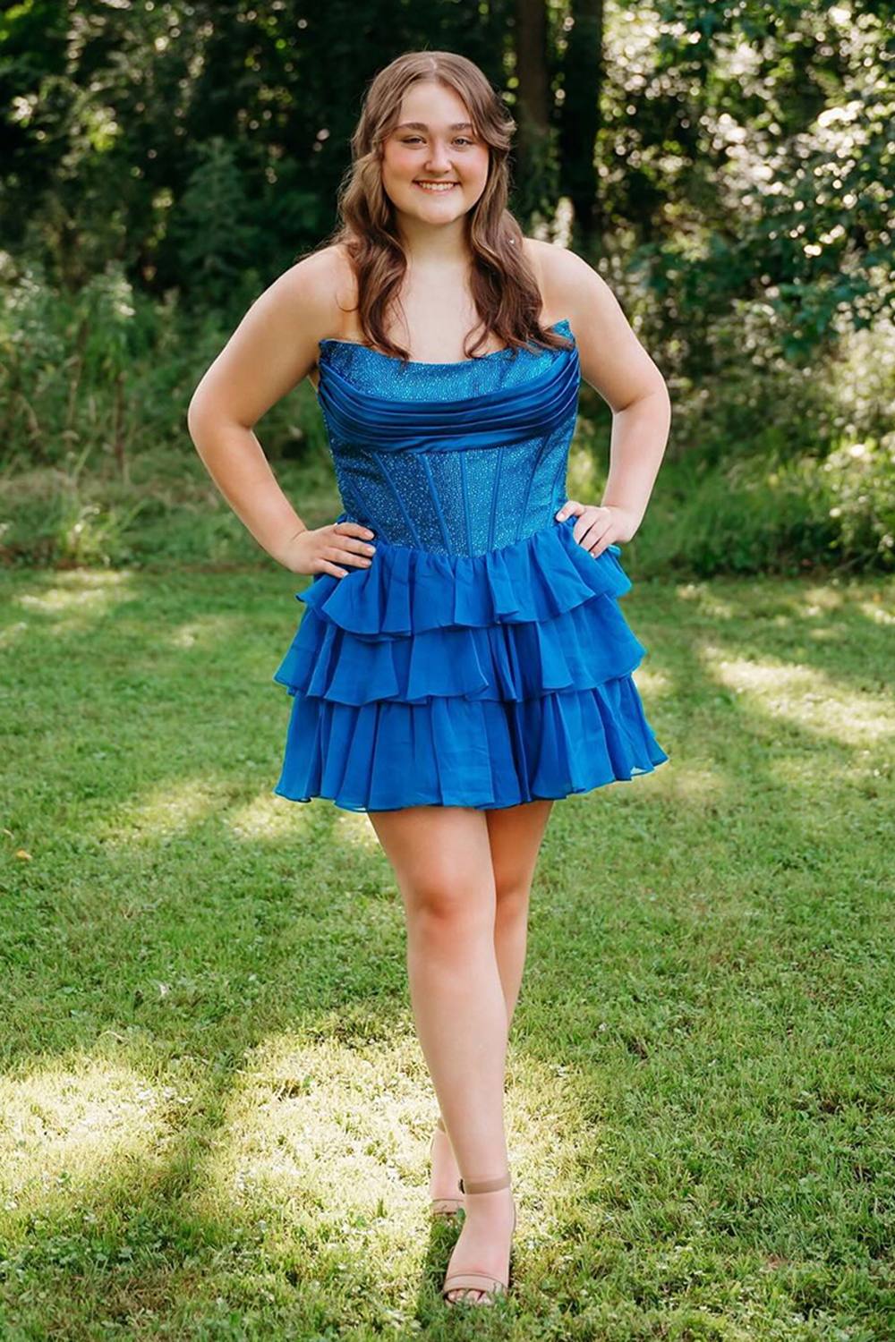 Sparkly Black Beaded Corset A Line Short Homecoming Dress with Ruffles