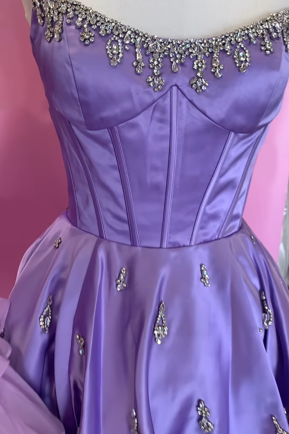 Sparkly Pink Corset Strapless Short Homecoming Dress with Rhinestone