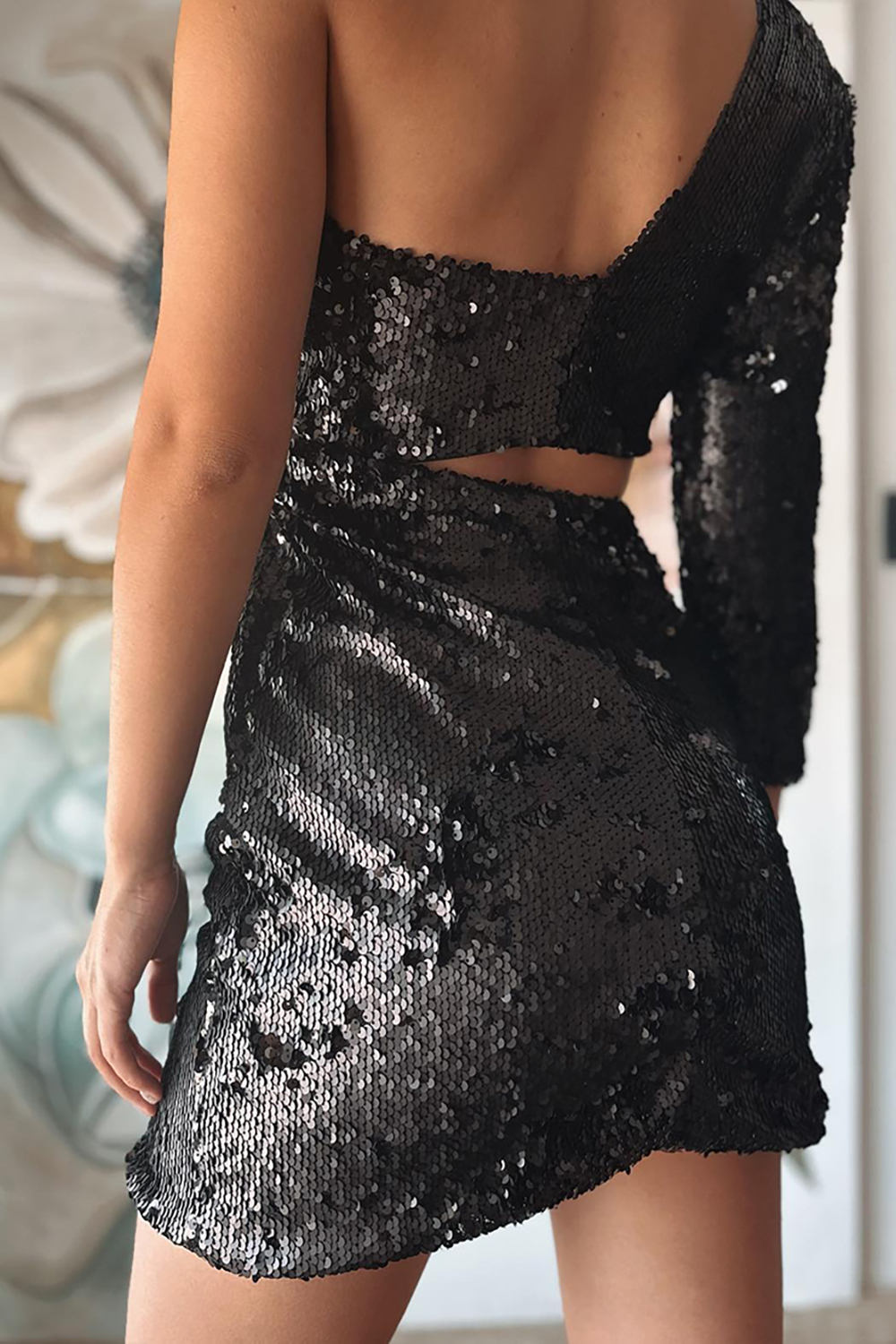 Sparkly Green Sequins Tight Short Homecoming Dress with 3/4 Sleeve