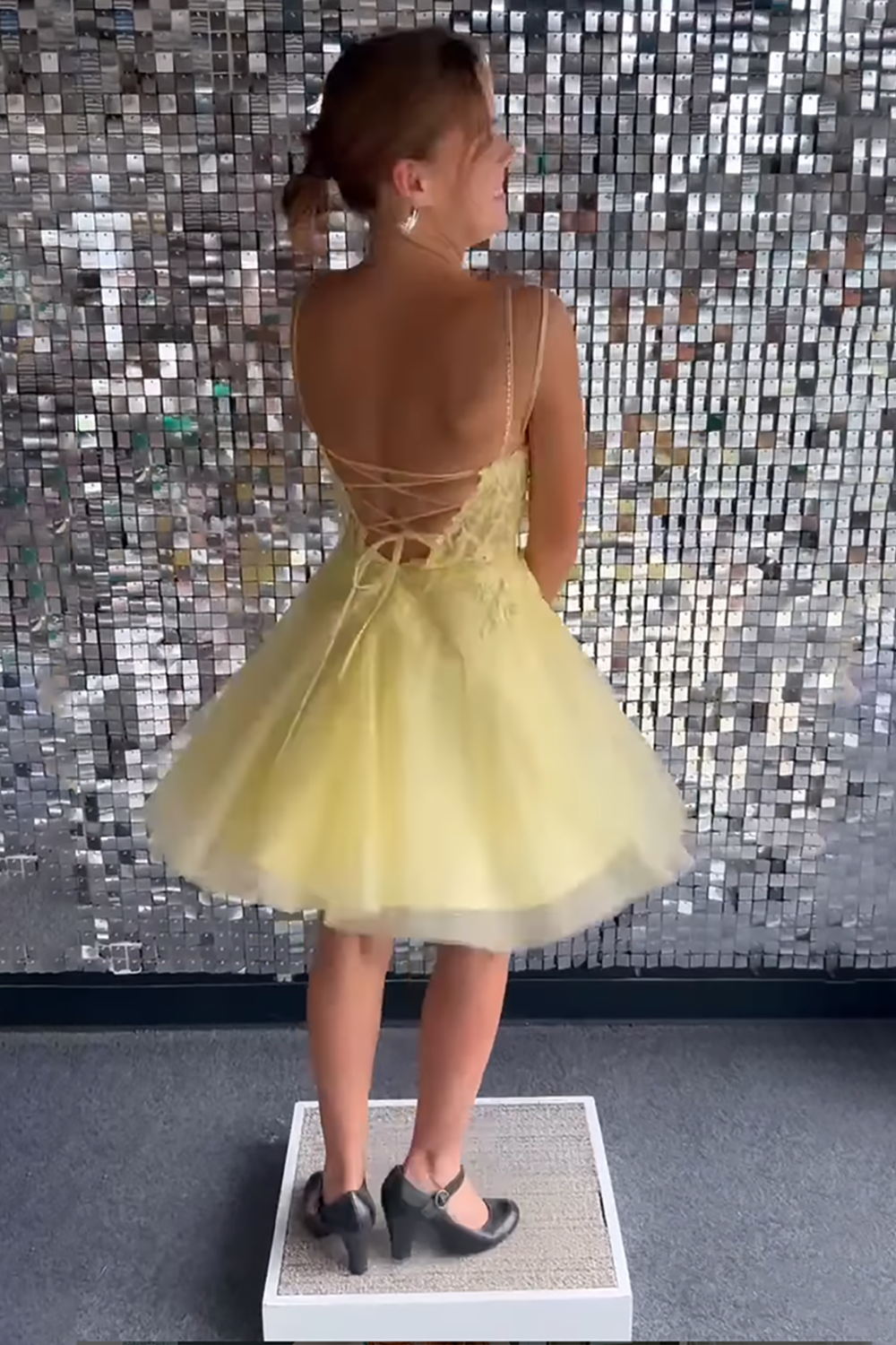 Sparkly Pink Corset A Line Tulle Short Homecoming Dress with Appliques