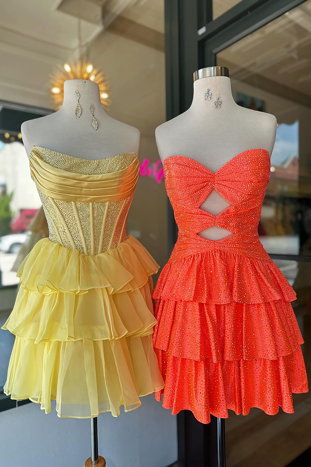 Yellow Corset Ruffled A Line Short Homecoming Dress