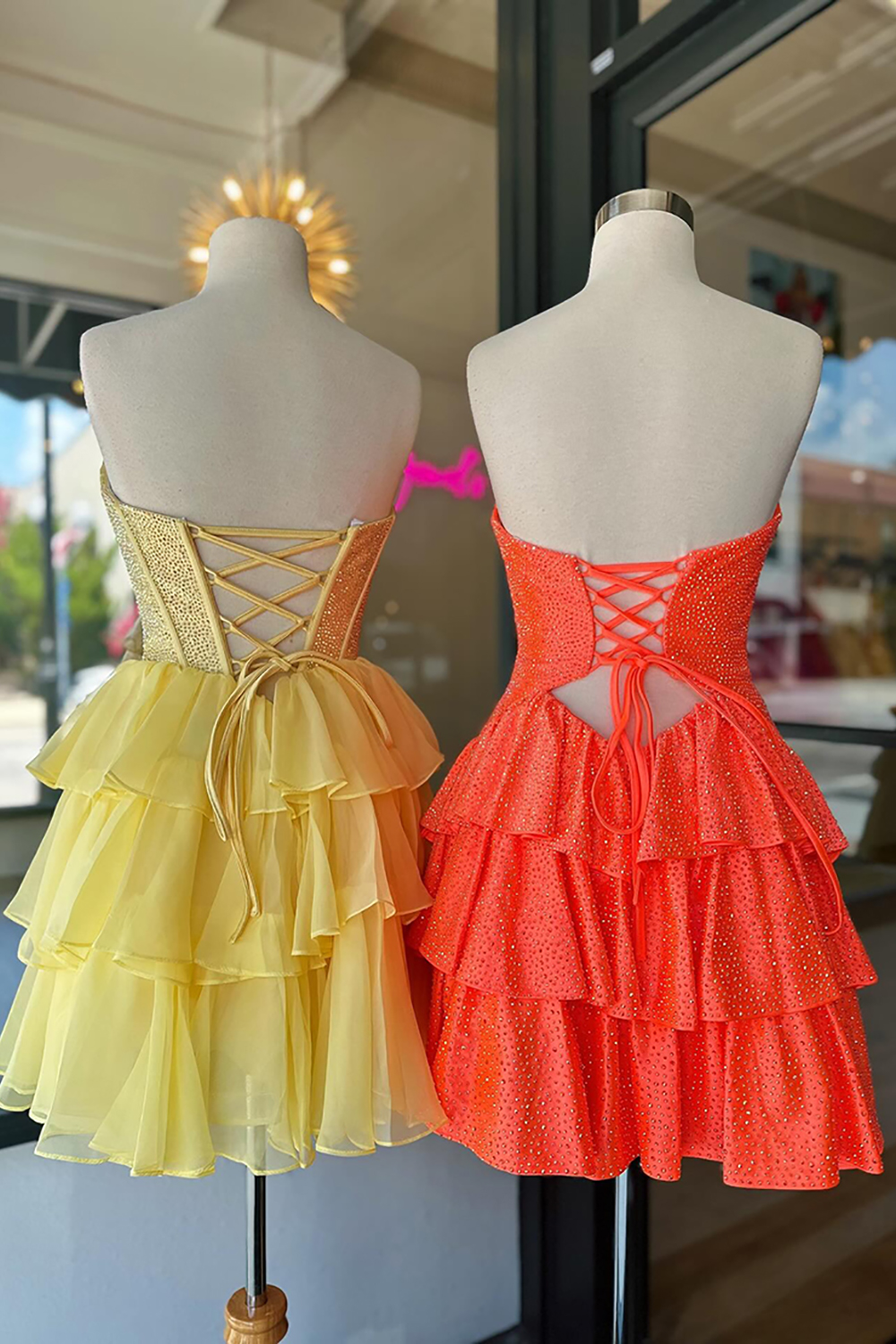 Yellow Corset Ruffled A Line Short Homecoming Dress