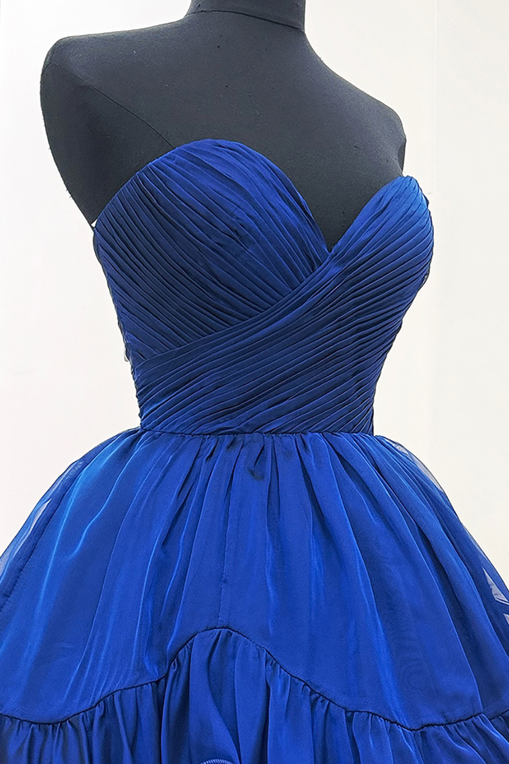 Dark Blue Ruched A Line Short Homecoming Dress with Ruffles