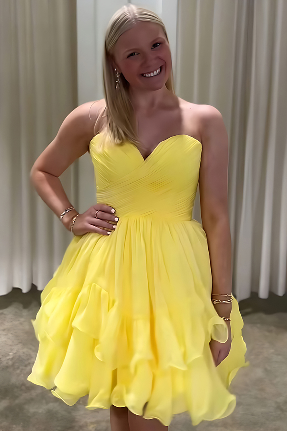 Dark Blue Ruched A Line Short Homecoming Dress with Ruffles