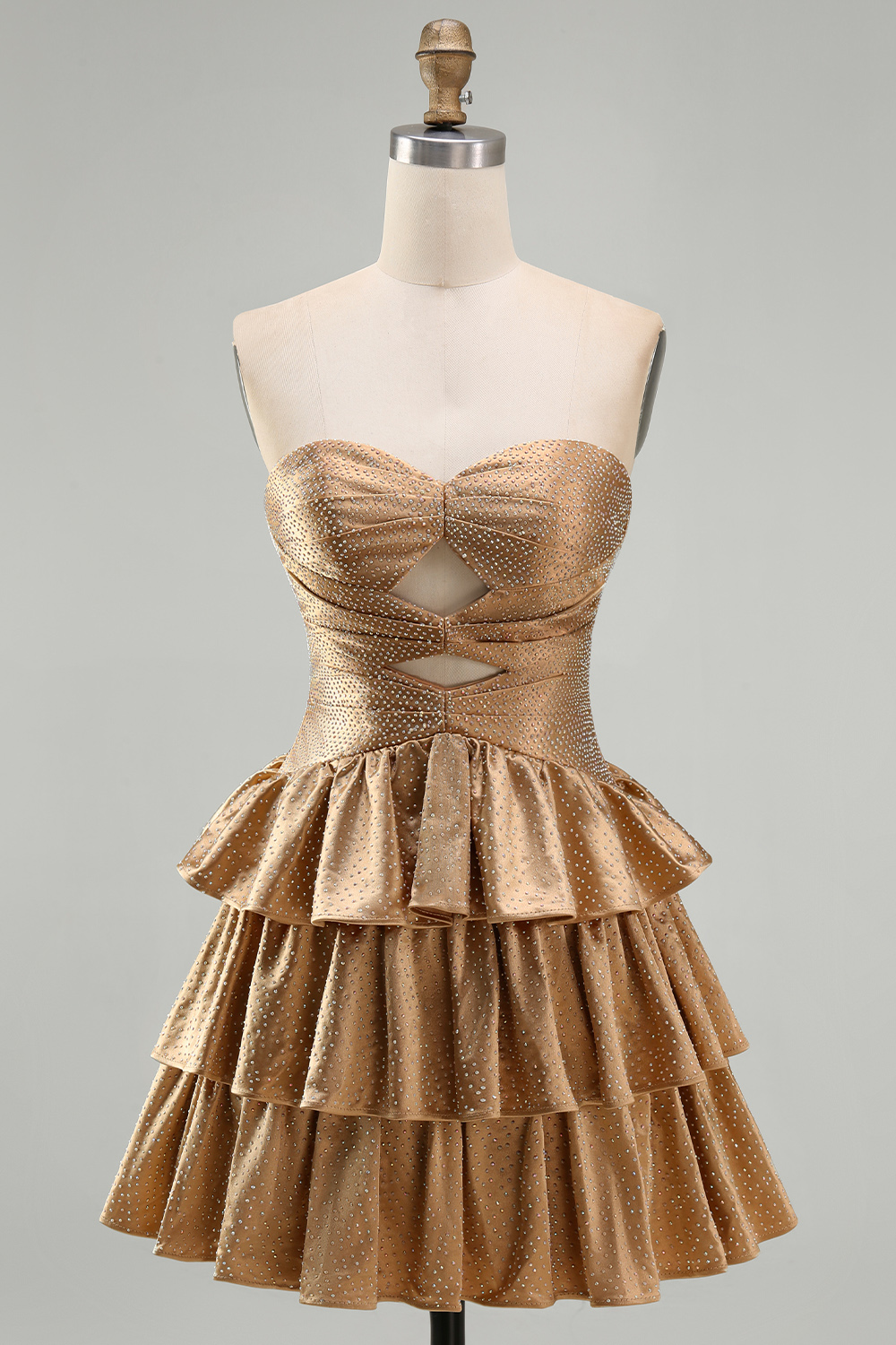 Sparkly Orange Tiered Cut Out A Line Short Homecoming Dress with Beading