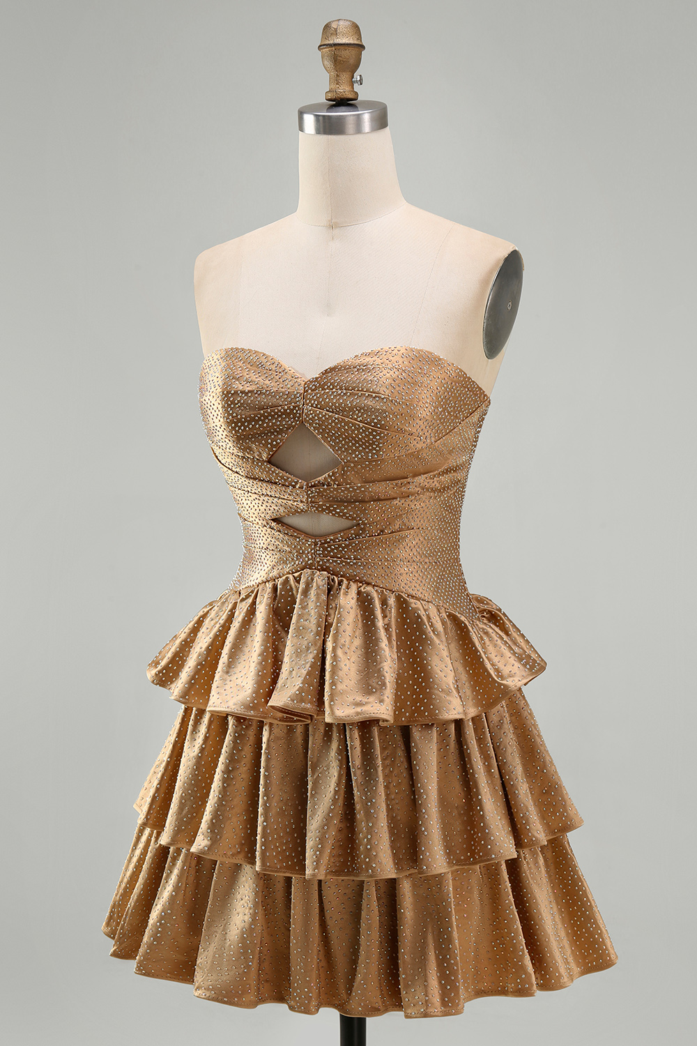 Sparkly Orange Tiered Cut Out A Line Short Homecoming Dress with Beading