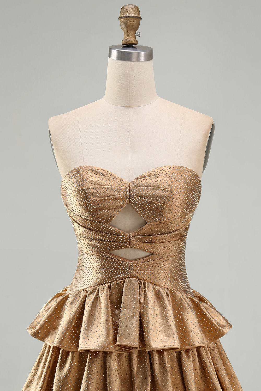 Sparkly Orange Tiered Cut Out A Line Short Homecoming Dress with Beading
