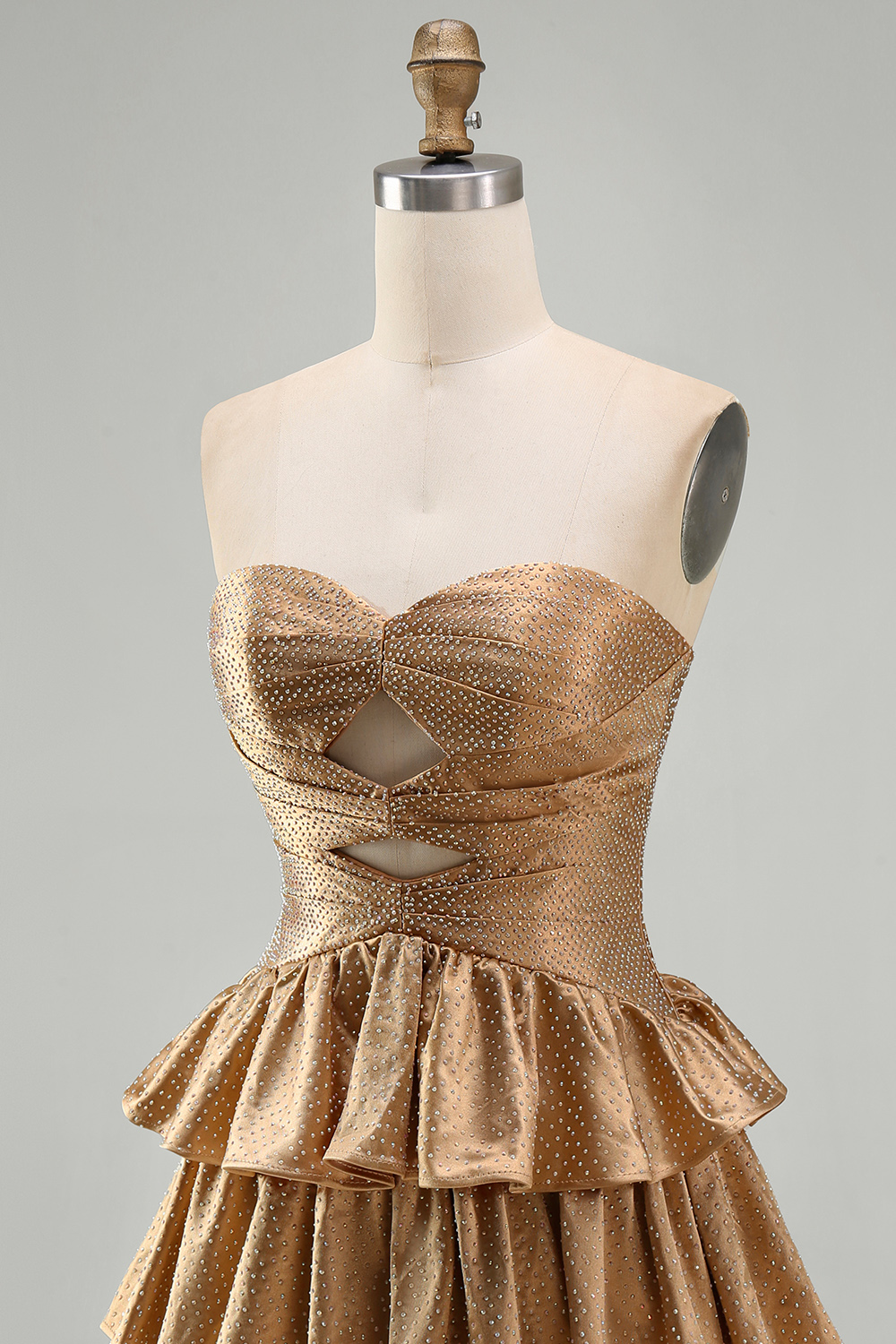 Sparkly Orange Tiered Cut Out A Line Short Homecoming Dress with Beading