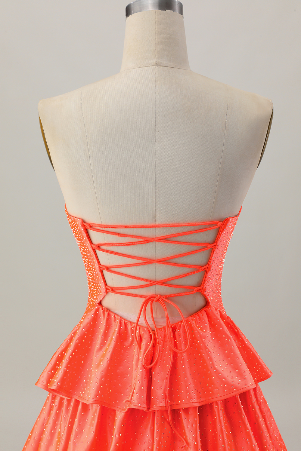 Sparkly Orange Tiered Cut Out A Line Short Homecoming Dress with Beading