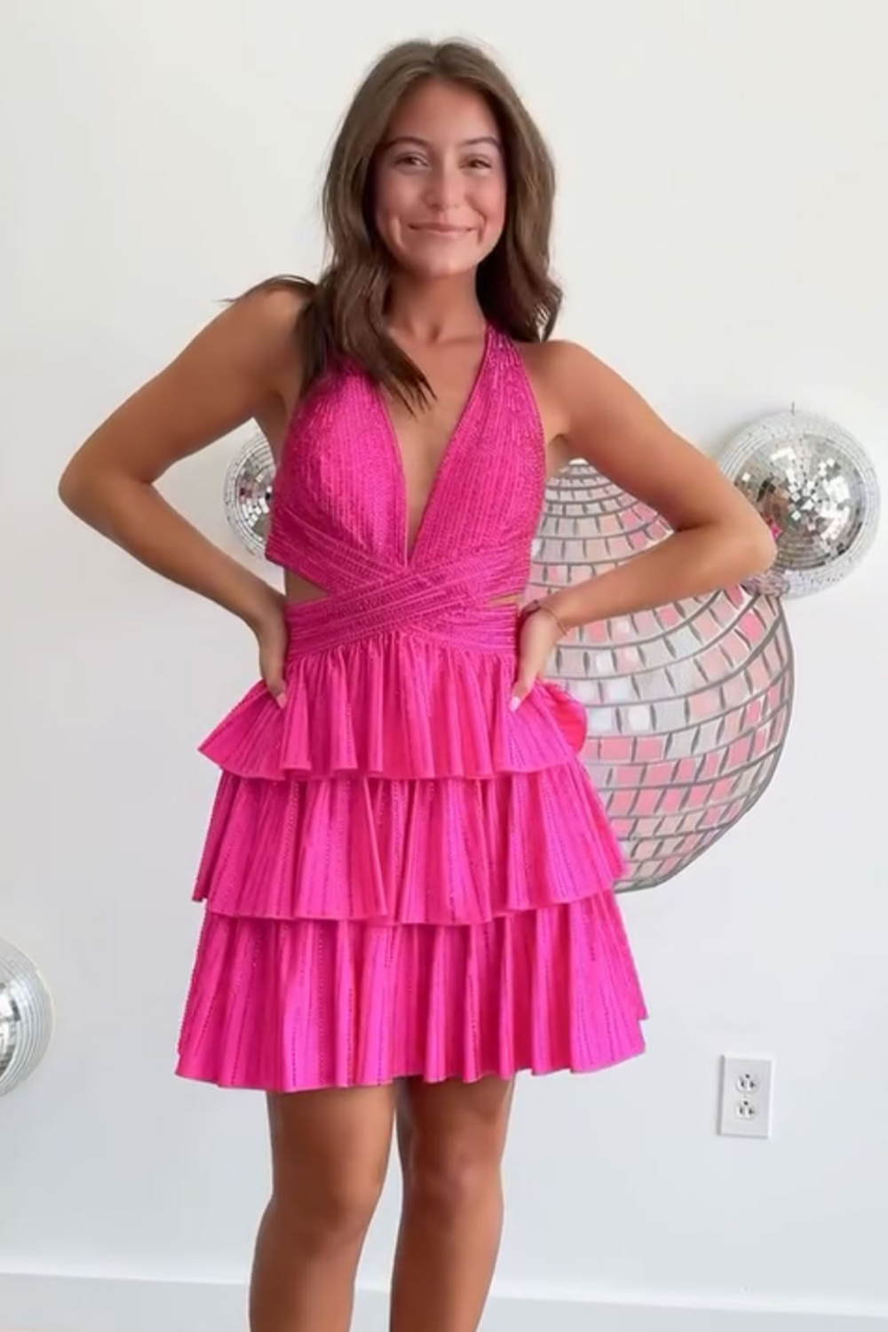 Sparkly Yellow A Line Beaded Short Homecoming Dress with Ruffles