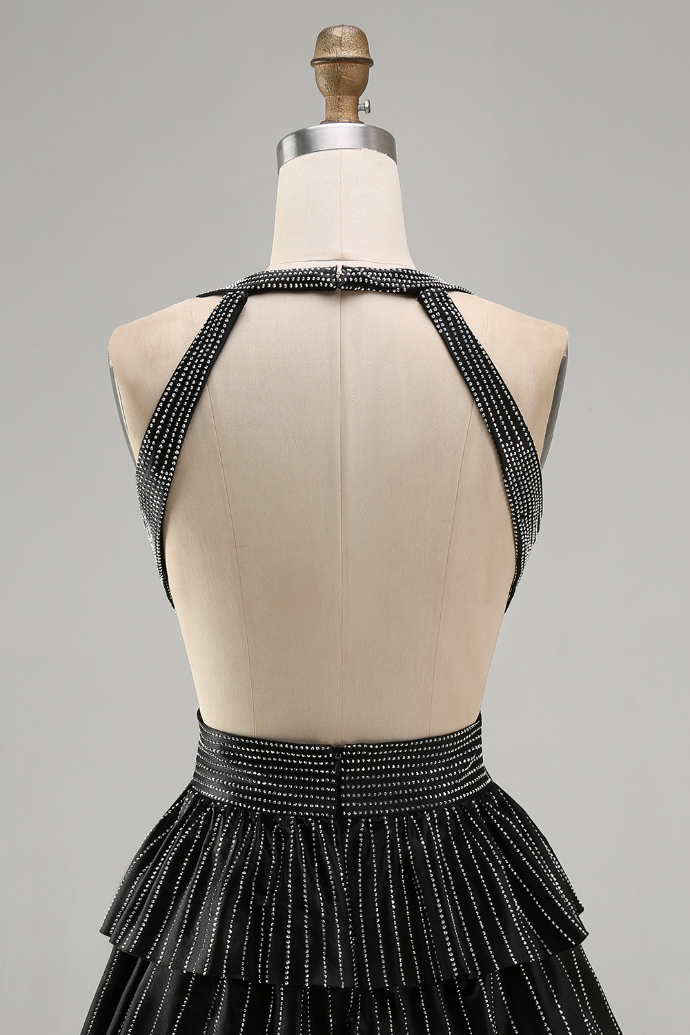 Sparkly Black A Line Beaded Short Homecoming Dress with Ruffles
