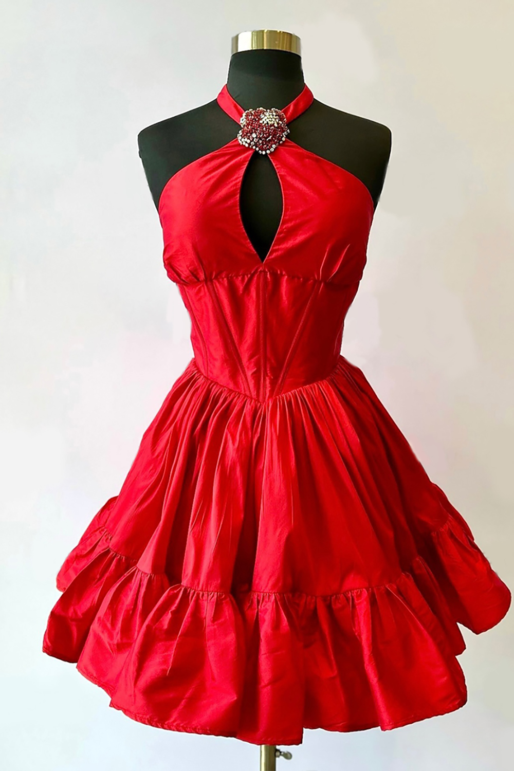 Sparkly Orange A Line Halter Ruffled Short Corset Homecoming Dress