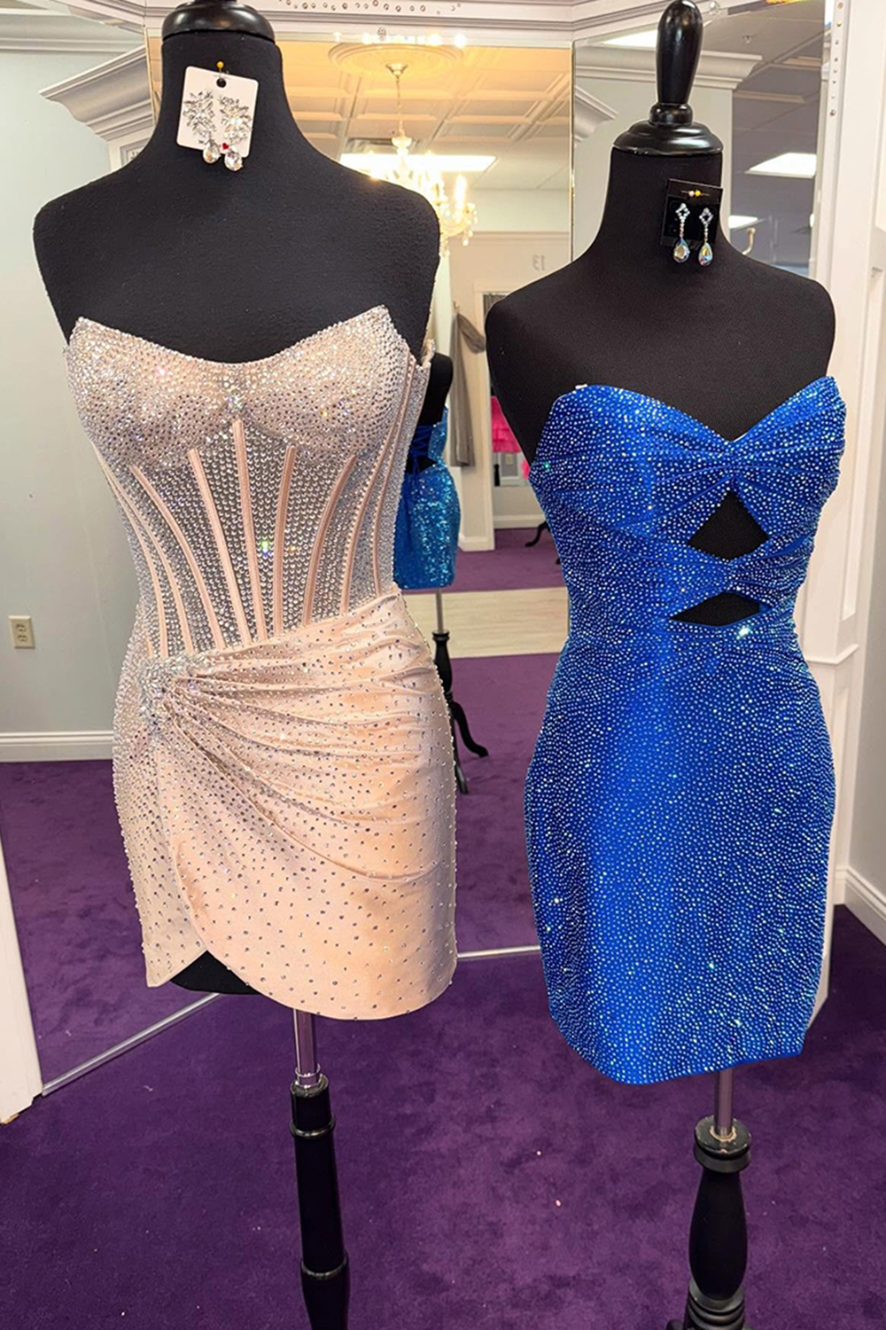 Sparkly Gold Tight Ruched Short Corset Homecoming Dress with Beading