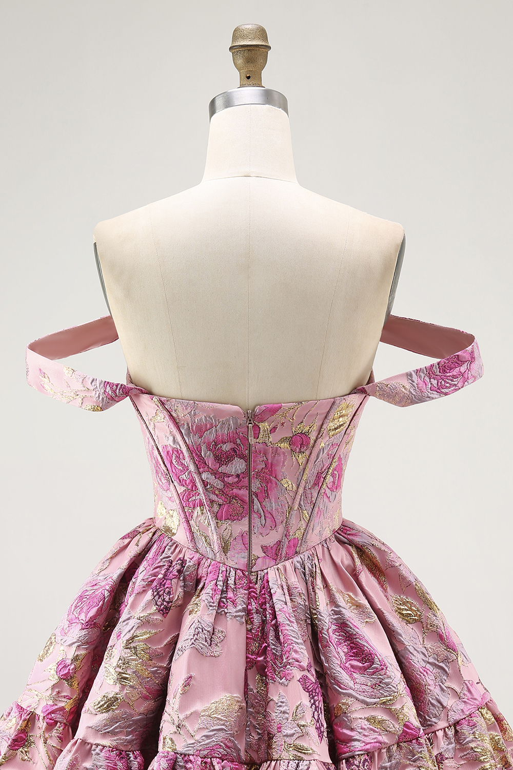 Blush Floral Ruffled Removable Straps A Line Short Corset Homecoming Dress