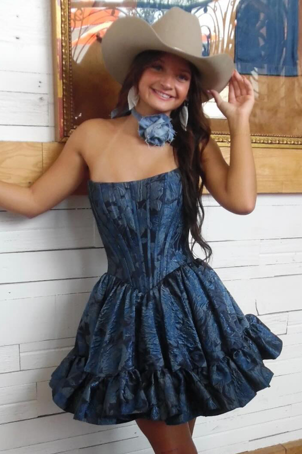 Blush Floral Printed Ruffled A Line Short Corset Homecoming Dress