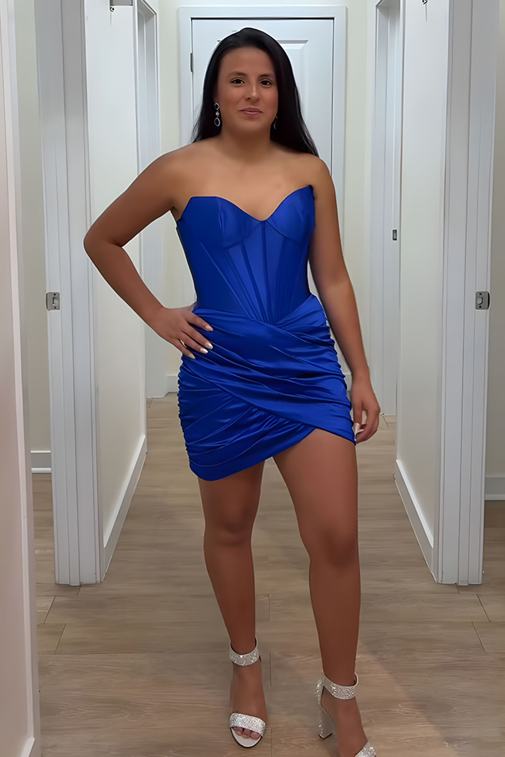 Grape Sweetheart Tight Ruched Short Corset Homecoming Dress