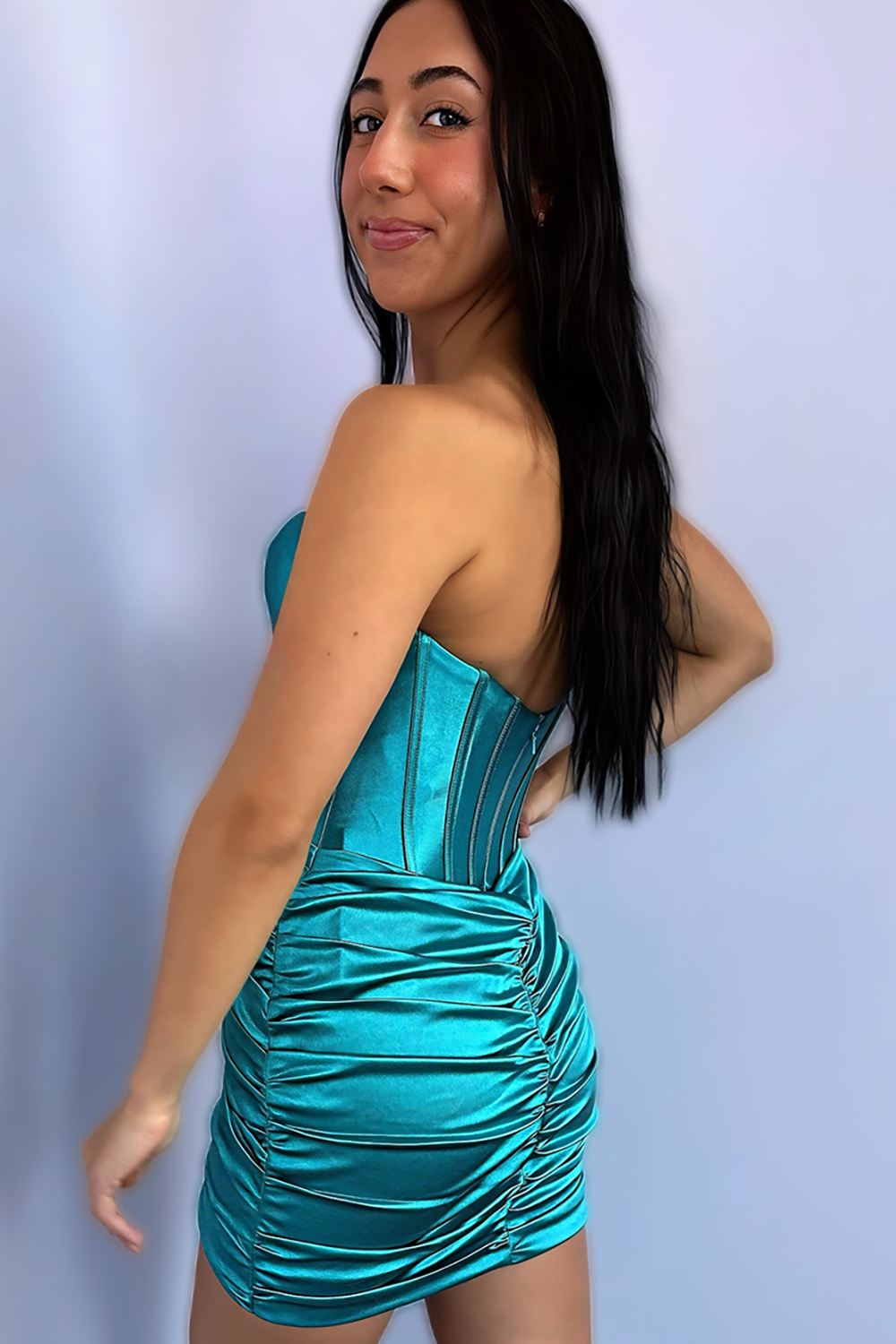 Grape Sweetheart Tight Ruched Short Corset Homecoming Dress