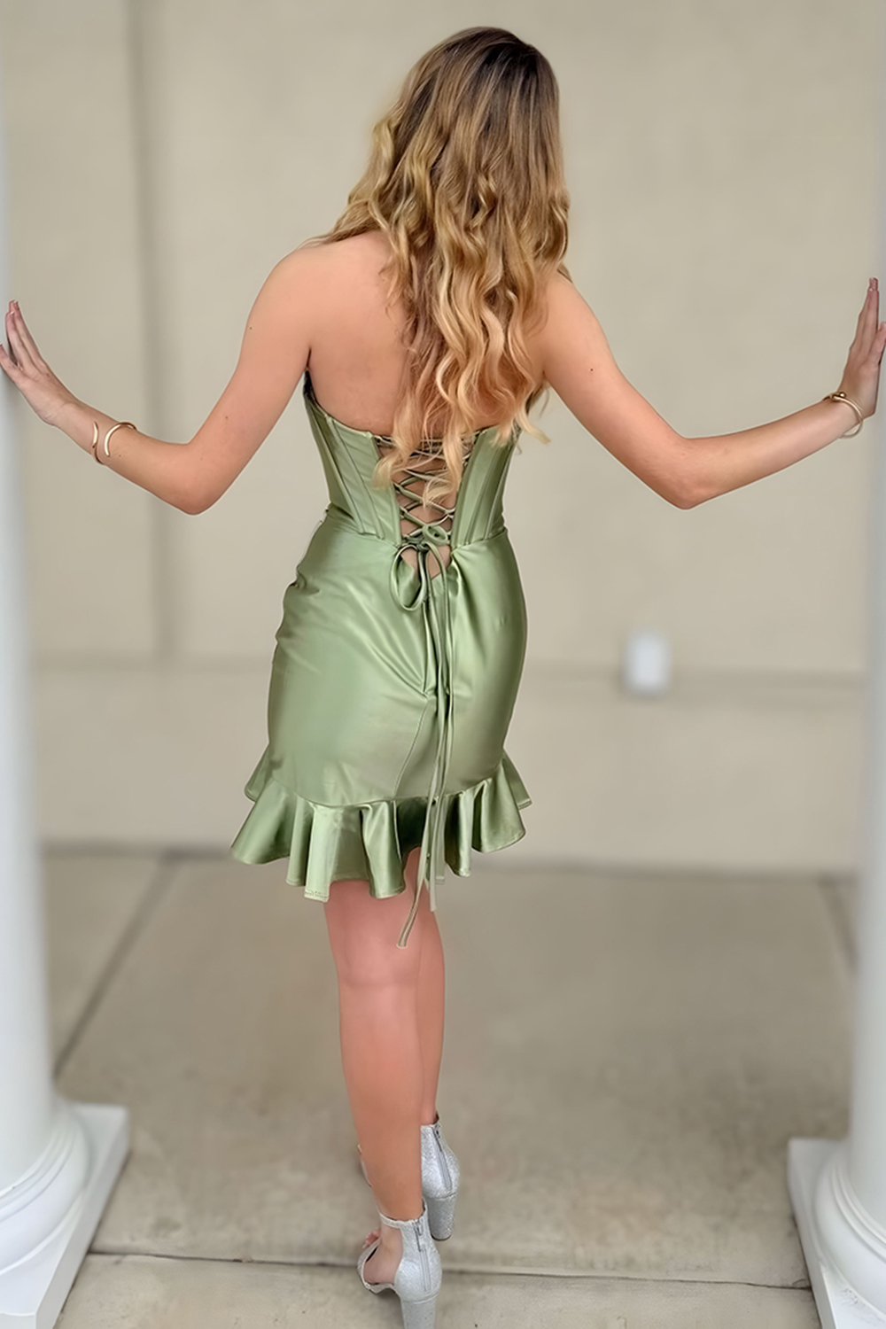 Fuchsia Sweetheart Satin Short Corset Homecoming Dress with Ruffles