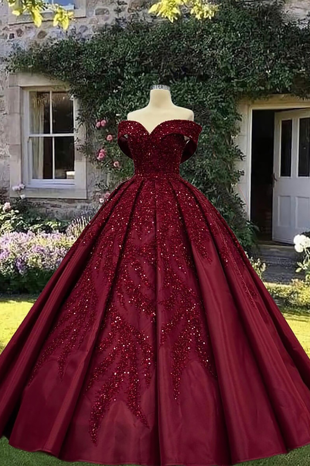 Sparkly Royal Blue Satin Princess Ball Gown Long Quinceanera Dress with Sequins