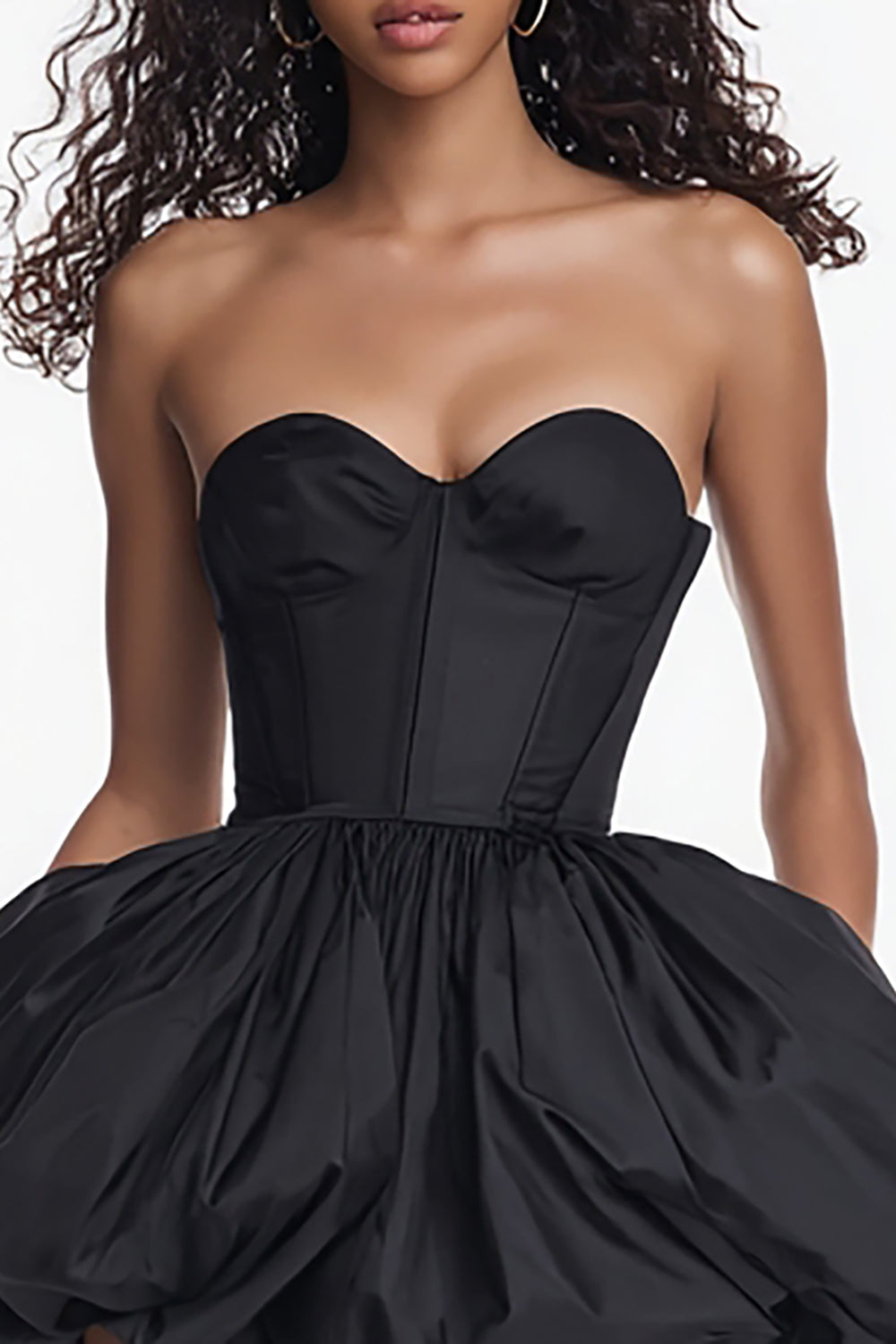 Simple Sweetheart Corset Satin A Line Short Black Cocktail Dress