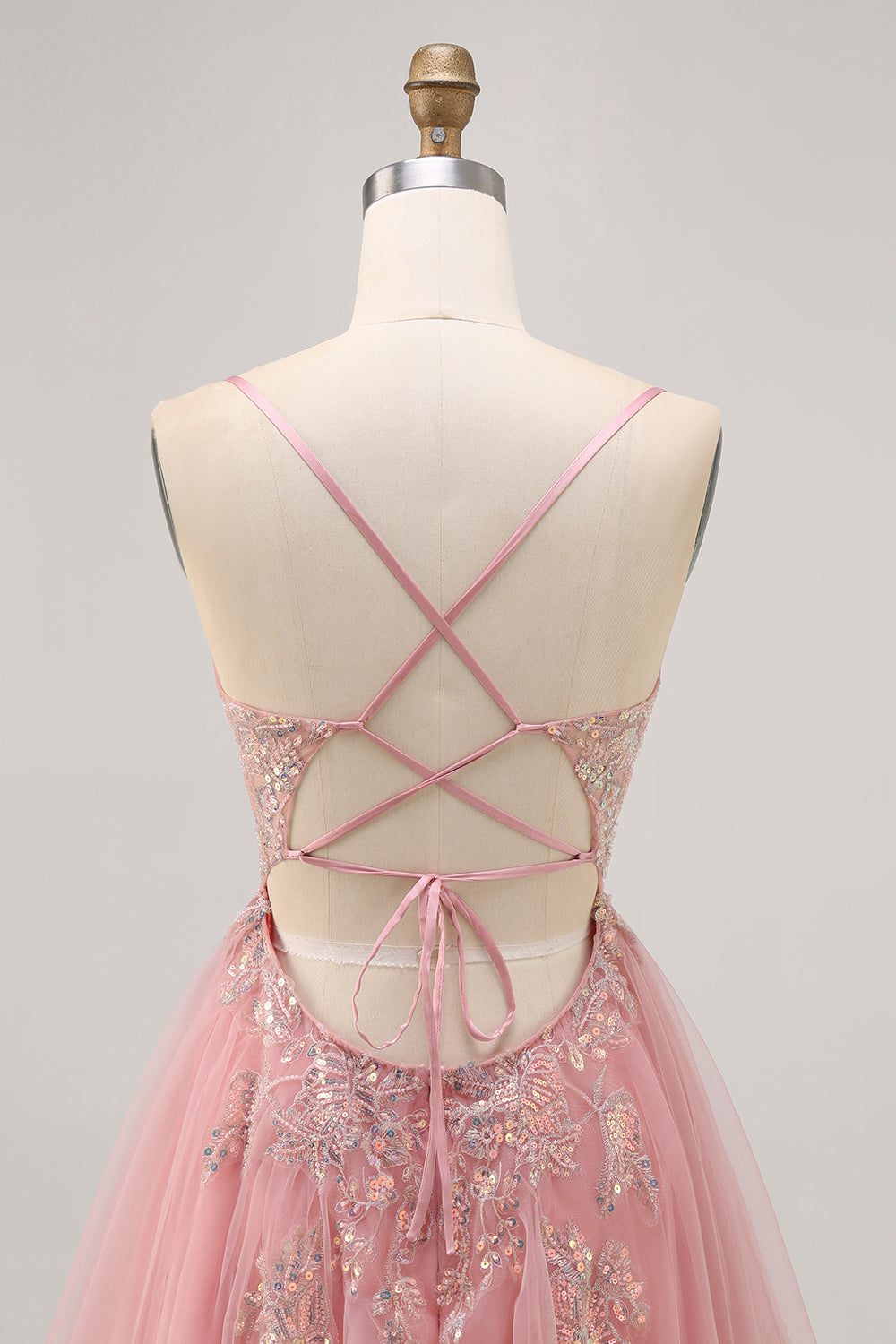 Sparkly Blush Beaded Sequined Tulle A Line Short Homecoming Dress