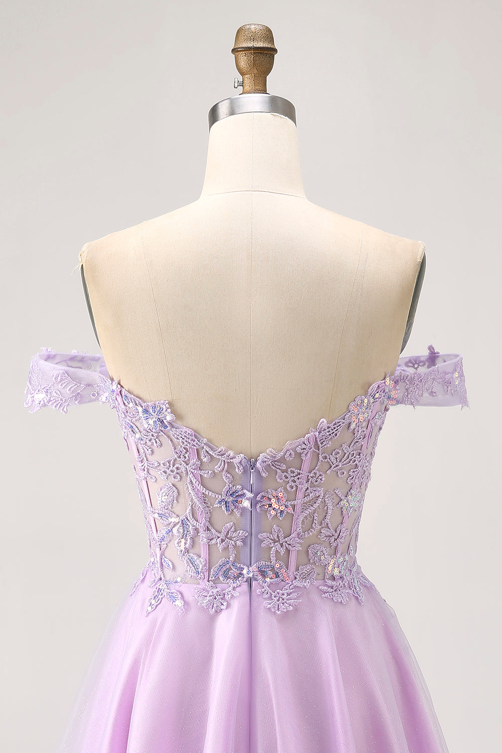 Glitter Lilac Appliqued A Line Short Corset Homecoming Dress