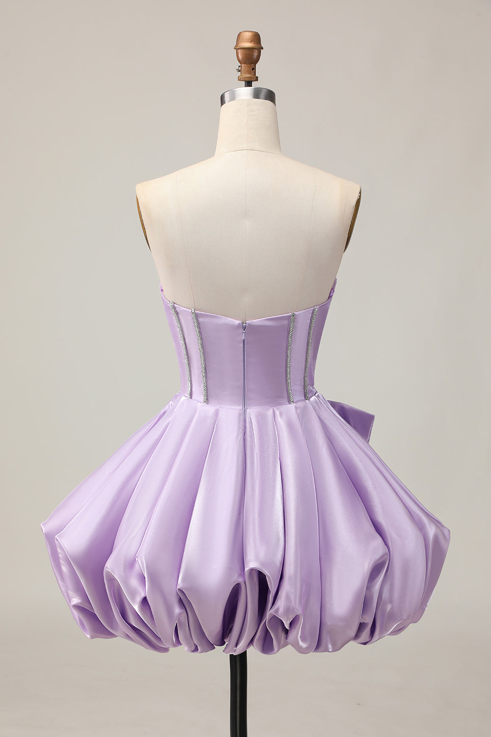 Sparkly Purple Beaded Sweetheart Short Corset Homecoming Dress with Bow