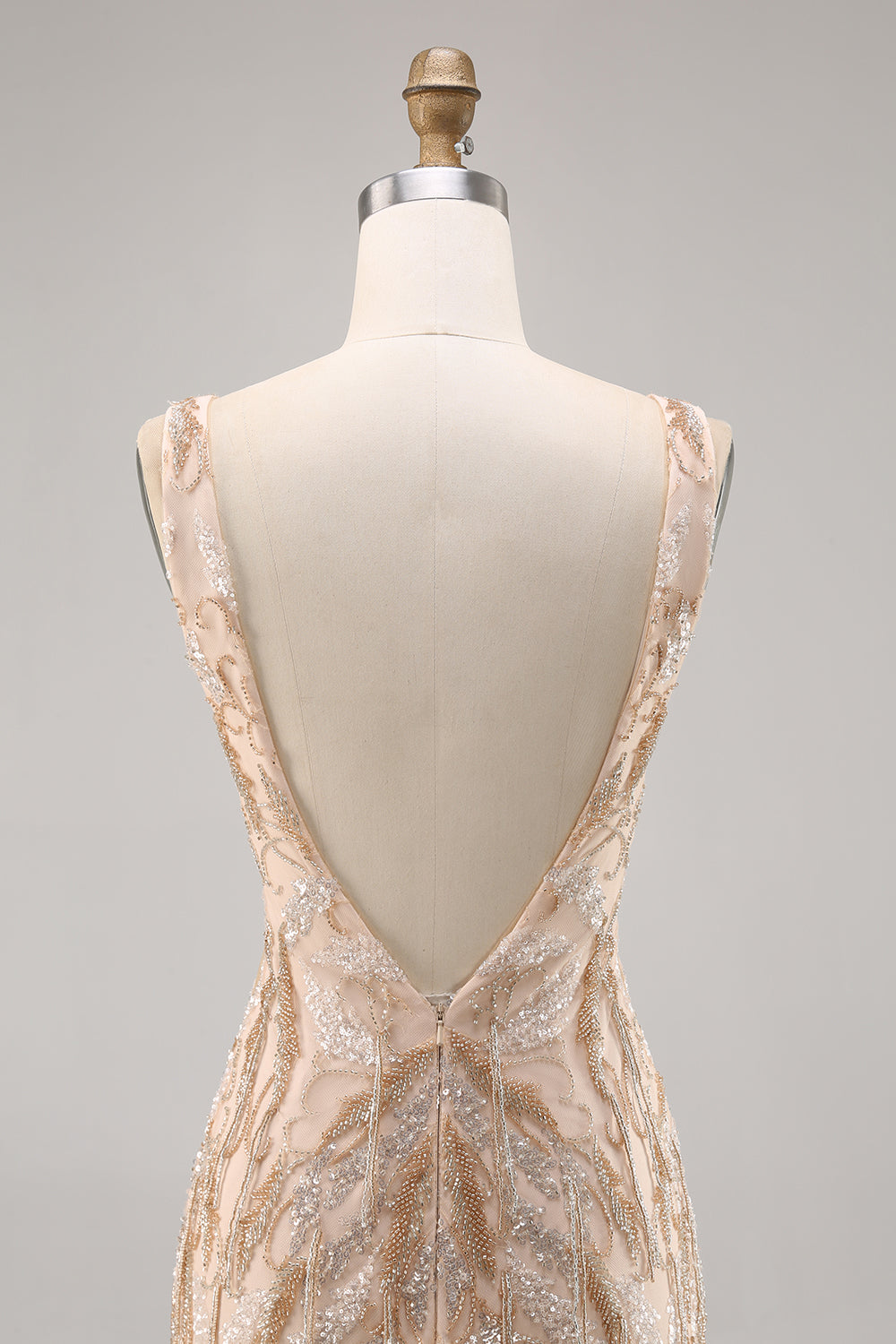 Sparkly Champagne V-Neck Sequin Short Tight Homecoming Dress