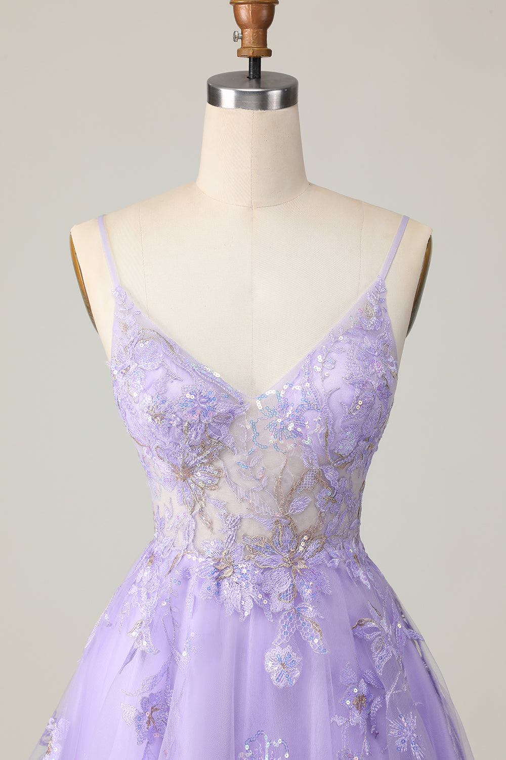 Sparkly Purple A Line Short Floral Homecoming Dress with Lace