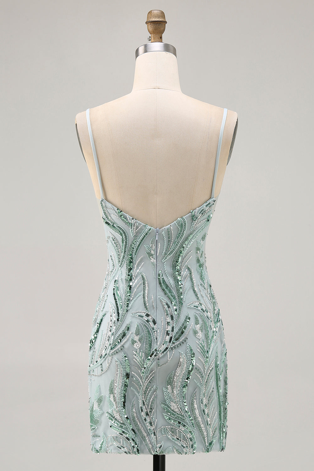 Sparkly Green Beaded Short Tight Homecoming Dress with Sequins