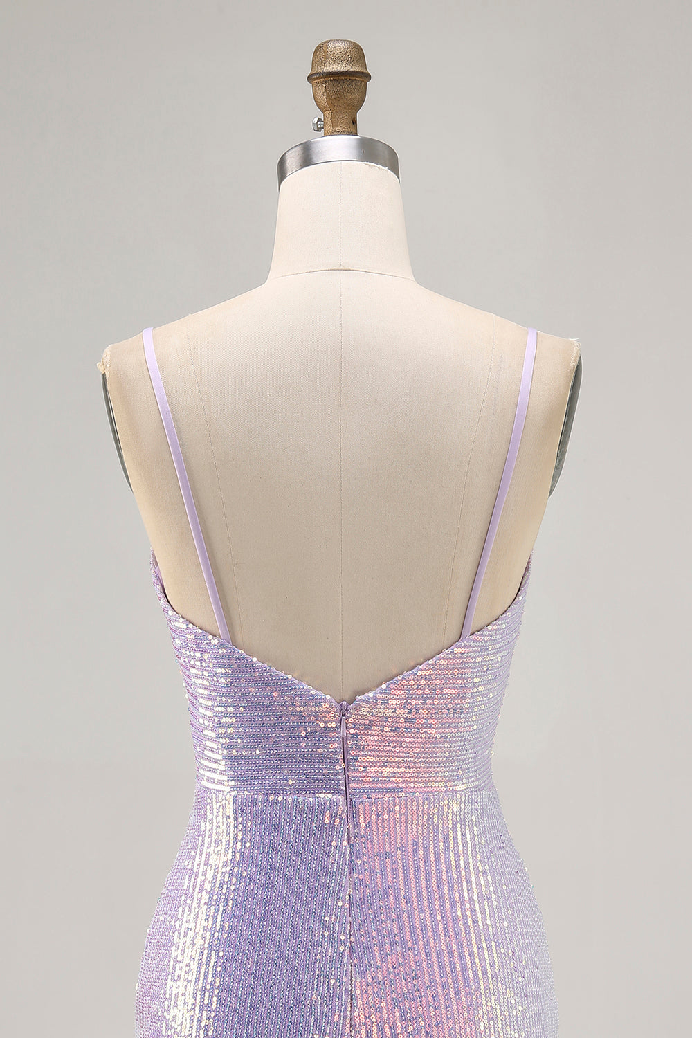 Sparkly Lilac Sequin Tight Backless Short Homecoming Dress