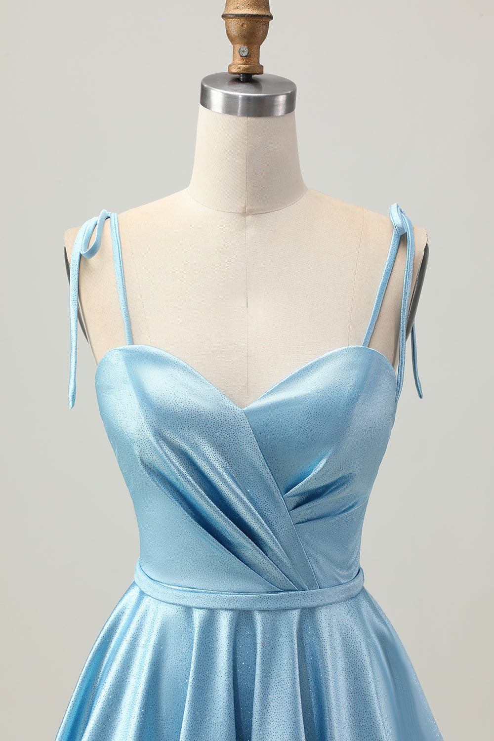 Blue A Line Spaghetti Straps Satin Short Homecoming Dress