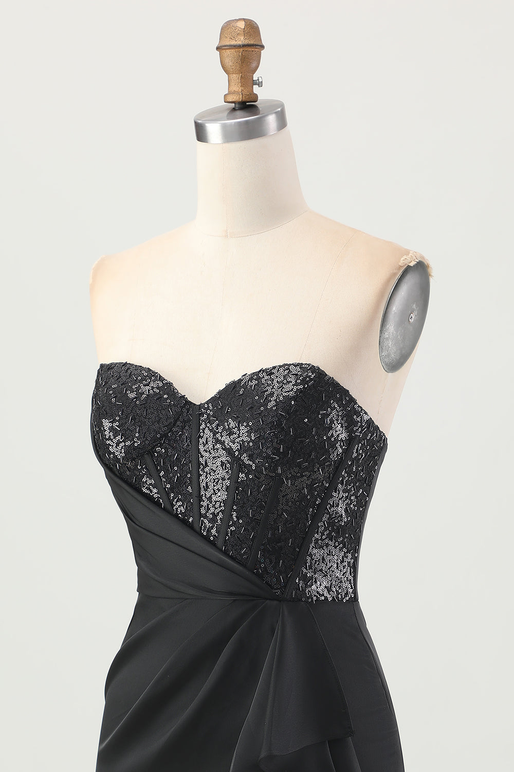 Sparkly Corset Black Strapless Tight Short Homecoming Dress with Sequins