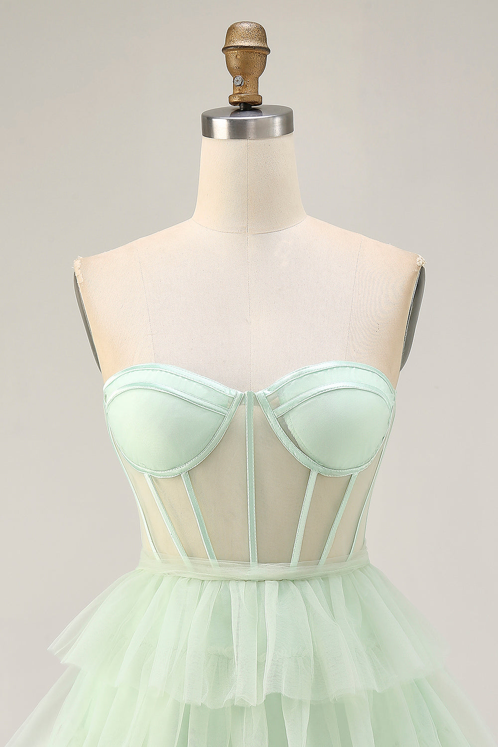 Light Green Tiered Sweetheart Short Corset Homecoming Dress with Ruffles