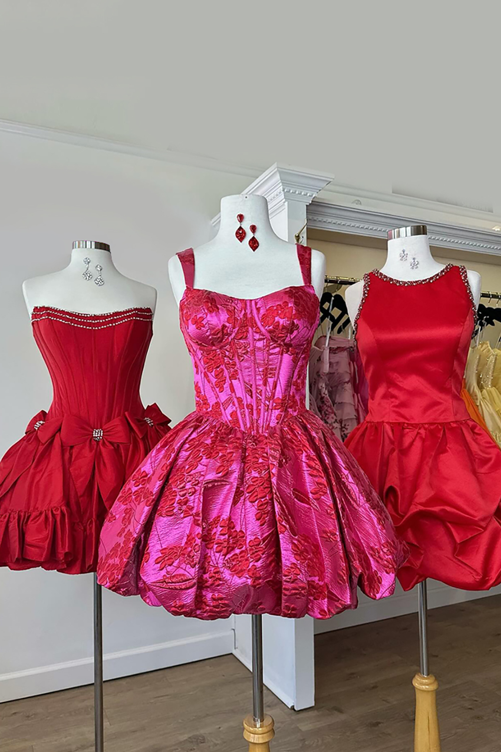 Sparkly Red A Line Beaded Satin Short Homecoming Dress