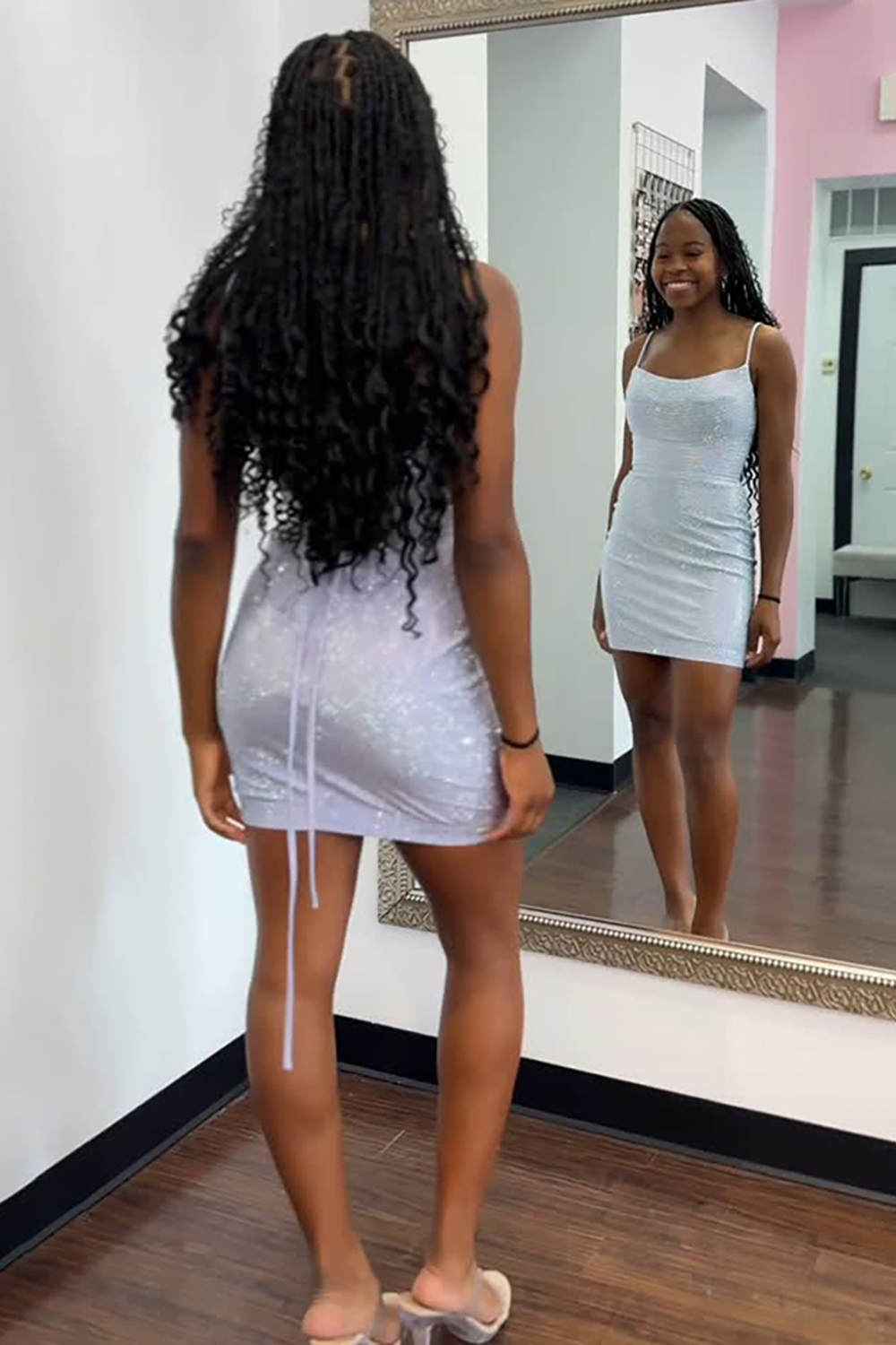 Sparkly White Tight Short Homecoming Dress with Beading