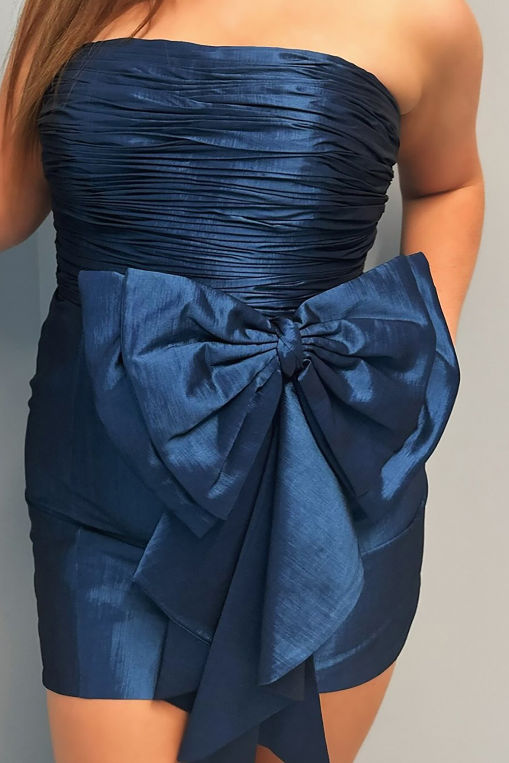 Black Tight Strapless Short Homecoming Dress with Bow