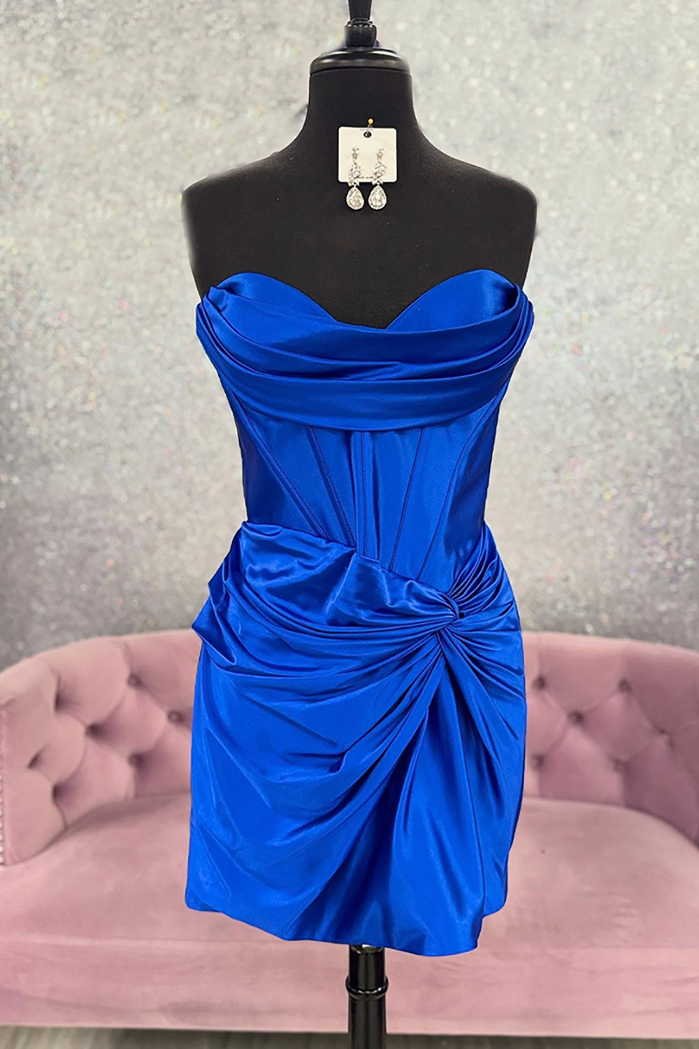 Green Tight Satin Ruched Short Corset Homecoming Dress