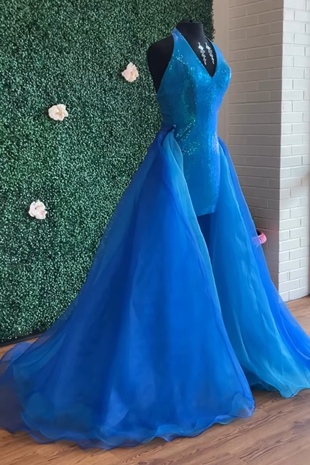 Sparkly Blue Halter Tight Short Corset Homecoming Dress with Cape