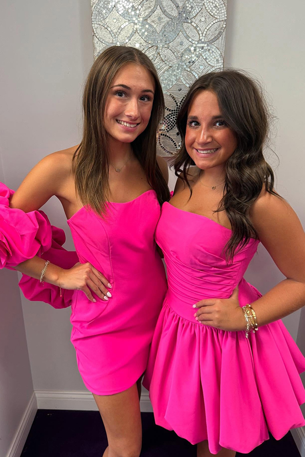 Fuchsia Ruffled Off The Shoulder Short Tight Homecoming Dress