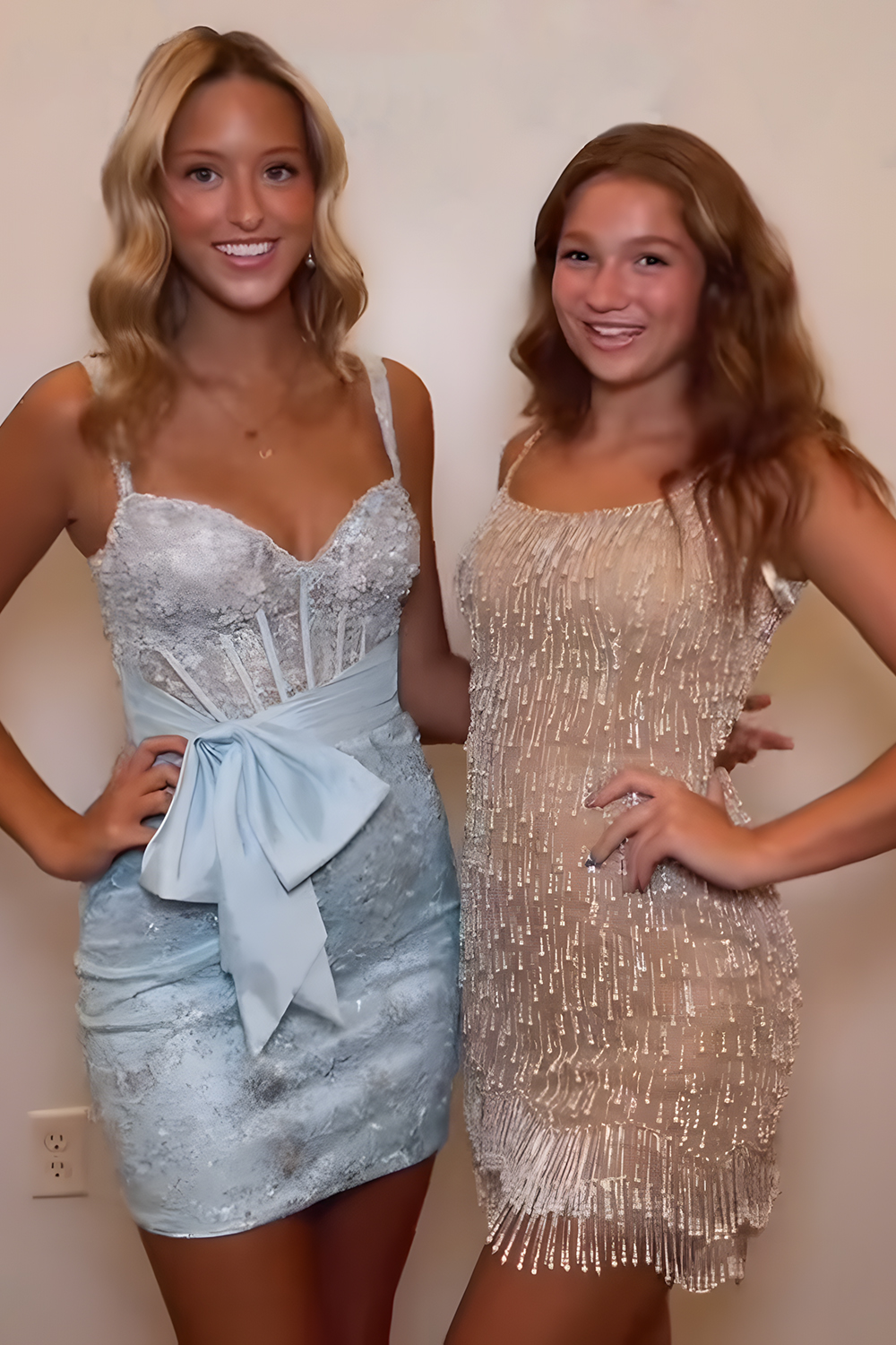 Light Blue Tight Short Corset Lace Homecoming Dress with Bow