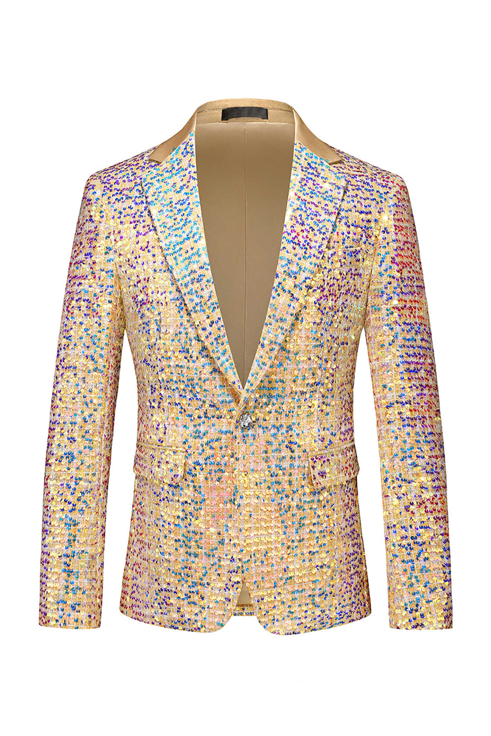 Sparkly Golden Notched Lapel 2 Piece Prom Homecoming Men's Suits