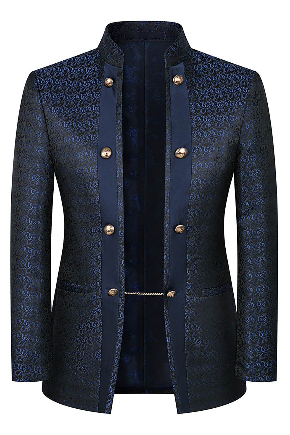 Khaki Double Breasted Jacquard 3 Piece Prom Homecoming Men's Suits