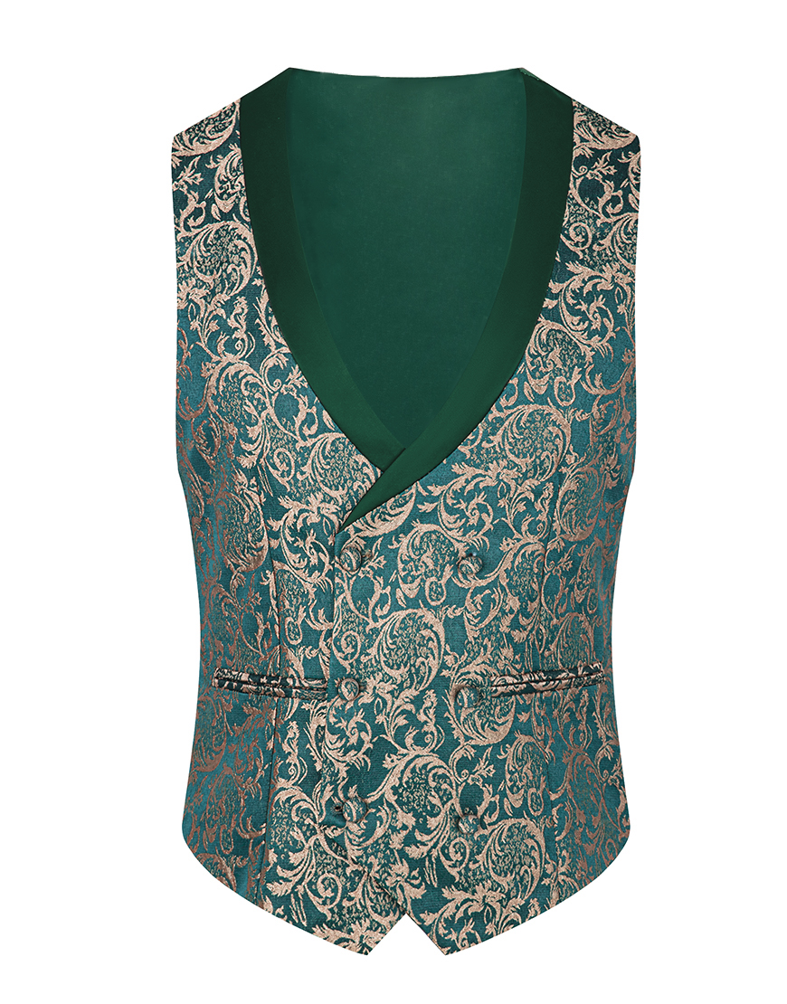 Dark Green Jacquard Shawl Lapel 3 Piece Prom Homecoming Men's Suits