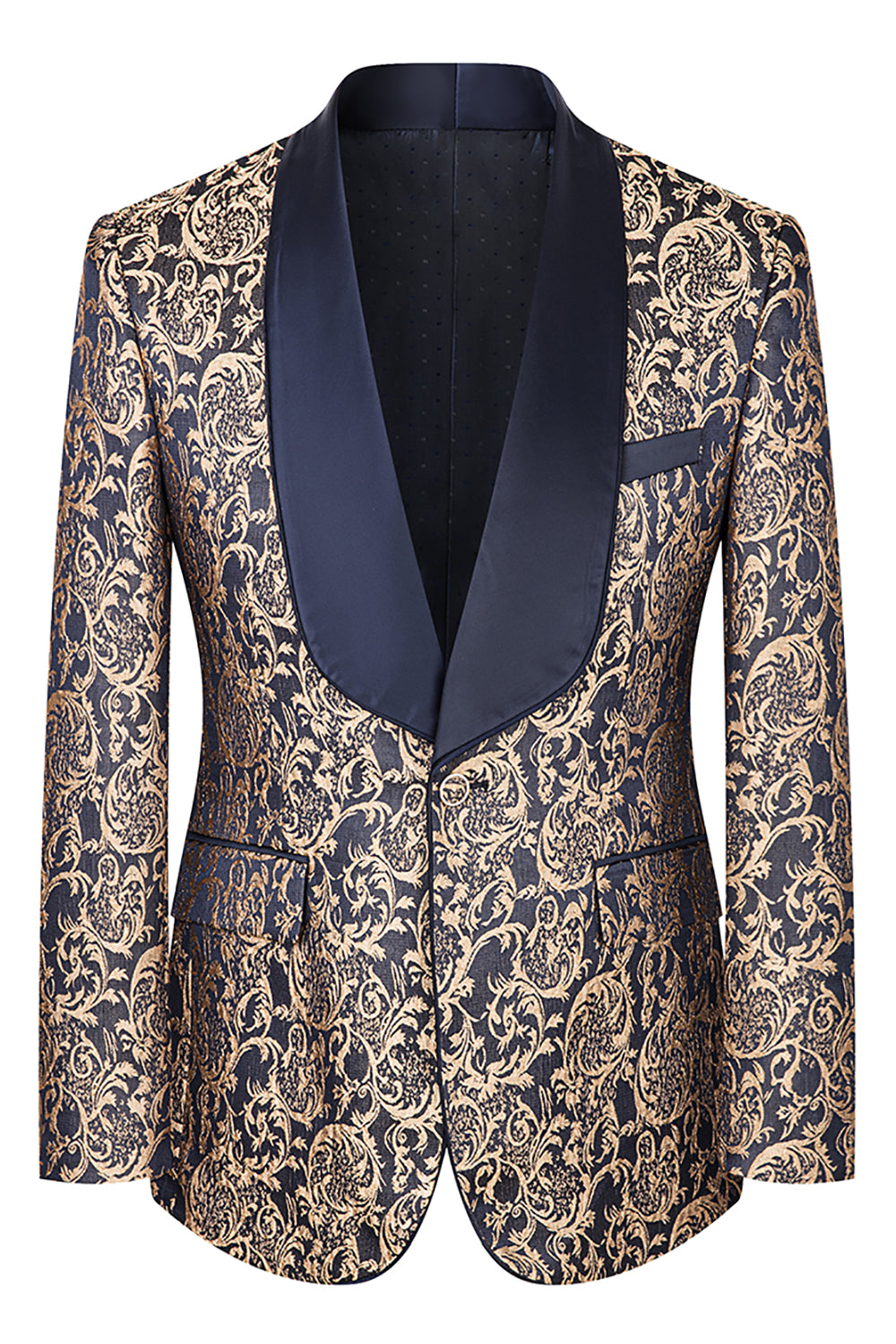 Dark Green Jacquard Shawl Lapel 3 Piece Prom Homecoming Men's Suits